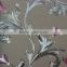 home interior metallic foil wallpaper with orchids