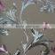 home interior metallic foil wallpaper with orchids