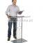 Cross Podium, Floor Standing Pulpit, Slanted Top, Steel with Wood Base, Silver (LCTPCRSSLV)(CP-B-0214)