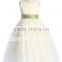 Simple White Sleeveless Tea Length Custom Made Vestidos Girl Dress for Wedding Ball Gown FG021 long white dress for girls