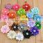 New arrival Handmade Satin Ribbon flower HairClips with rhinestone Small satin flower