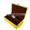 Wholesale Custom High-grade Leather 2 Bottles of Champagne Wine Boxes, Yellow Wooden Gift Box