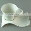 150ml Fancy Stocked Unique design White Ceramic coffee cup and saucer for restaurant and hotel