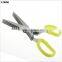 61046 New Design And High Quality snipping shearing Plastic Household Kitchen Stainless Steel 5 Blades herb scissors
