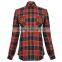 2016 plus size fashion christmas shirt for women ladies latest black and red plaid slim fit blouse
