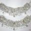 Silver crystal broad payal ANKLETS pair feet bracelet