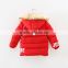 Hot sell girls' winter warm red jackets/coats with hood for christmas coats for children