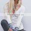 EY0882S Trendy v neck jumper basic style women sweater 2016