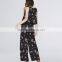 Chic ropa mujer floral wide legs shape print black dressy pants outfits