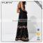 Sleeveless paid with paypal long flower print black maxi dress long casual