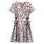 2017 fashion summer for women Fashion elegant breathe printing floral V-neck daliy high-waisted slim dress