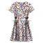 2017 fashion summer for women Fashion elegant breathe printing floral V-neck daliy high-waisted slim dress