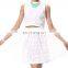 glass fiber fabric sleeveless white skirt two piece clothing