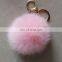 High quality rabbit fur pom pom keychain