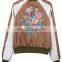Custom women fashion contrast color embroidery bomber jacket