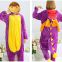 Purple Dinosaur Cartoon Flannel Conjoined Polyester Children Pajamas