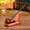 145mm Length short wooden resin short tobacco pipe with red sandal round head for smoking