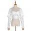 TWOTWINSTYLE Casual Backless Women Shirt Square Puff Long Sleeve Tunic Lace Up Bow Ruched