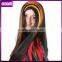 long black red high light straight syntehtic fiber halloween party witch hair wig