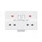 Fashion new white flame-retardant PC panel double 13A three-pole socket switch with lamp electric wall switch socket