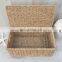 Hot Selling Vintage Wicker Seagrass Lidded Storage Basket Flip top lid Rectangular ChESt basket Wholesale