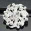 Fashion Jewelry Imitation Pearls Floral and Silver-Tone Crystal Brooch Pin