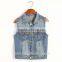 ss new fashion basic jean vest with beadings,china supplier