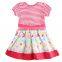 (h6071y)Salmon 2-6Y new model girl dress flower baby girl summer dress stripe girls floral print dress with short sleeves