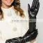 Top sale fashion ladies winter long black sheepskin leather gloves touch screen