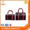 2016 new neutral polyester canvas pu pvc tote bags reinforced with hard cardboard and top zipper closure