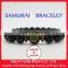 Tokugawa Ieyasu, samurai bracelet, black onyx 10 mm with citrine (yellow quarts) and tiger-eye, Japanese accessory, Japan