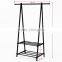 Black Metal Coat Hat Rack 2-tier Garment Drying Rack Clothes Shoe Organizer