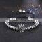 Fashion Luxury 18K Genuine Gold Plated Crystal Beaded Micro Pave Braiding Macrame Crown Men Bracelets Valentine's Gift