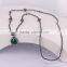 Pave Crystal Beads Hematite Beaded Necklace, Waterdrop Gem Stone Pendant Necklace