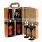 Chinese Factories Wholesale Custom High-grade PU Leather 2 Slot Wine Champagne Boxes, Khaki Gift Box