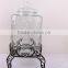 hot glass juice jar with metal stand