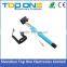 Wholesale colorful cable take pole selfie stick with cable for iphone and Android Smart phone