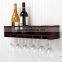 MDF WOOD 4 bottle Wine Bottle and Glass Holder wall mounted floating Shelf wall wine rack