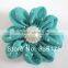 Decorative lovely wholesale cheap pearl center chiffon flower for girl's clothes