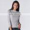 Pure color T-shirt round neck long sleeve female cotton