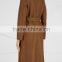 Wholesale Ladies Apparel Detachable Waist Tie Brown Wool Felt Coat(DQE0379C)