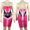 2015 New Fashion Pink And Black Tribal Geometric Embellished Strapless Sexy Women HL Bandage Cocktail Party Dress