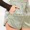 Sexy Women Boxer Shorts Green Silky Zip Detail Runner Shorts Womens Running Shorts Wholesale