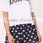 Custom Logo Print Loose Top Short Sleeve With Dots Shorts Causal Pajama Set Ladies Pyjama Set