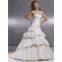 High quality taffeta lace material appliqued beaded ruched bridal wedding gown custom made