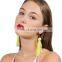 Women Vintage Faux Fur Plush Ball Beads Drop Earrings Long Chain Party Earrings