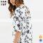 2017Autumn european fashion woman clothes knee length print dresses for ladies