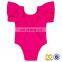 Baby Hot Pink Ruffle Leotard Baby Plain Romper Wholesale Blank Baby Clothes