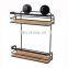 Latest design  bathroom storage rack  iron bamboo storage rack shelves 2 layers wire storage rack