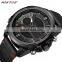 RISTOS 9416 Original Quartz Digital Watch Dual Time Chronograph Calendar High Quality Leather Army Men Wrist Watches